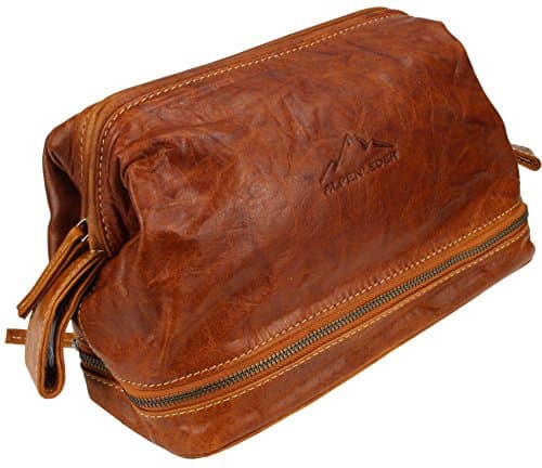 bolso de aseo de cuero curtido al vegetal