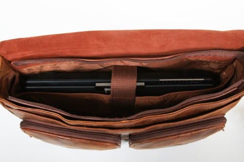 Bolsa de cuero de coñac para ordenador de 15 pulgadas