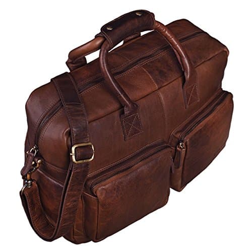 Bolso de cuero para ordenador Stilord,  Henri, con correa de hombro y estilo retro