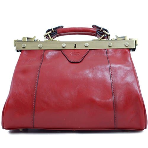 Bolsa de doctor en cuero rojo para mujer con correa de hombro Katana
