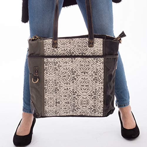 Bolso de compras de cuero y lona para las compras Sunsa