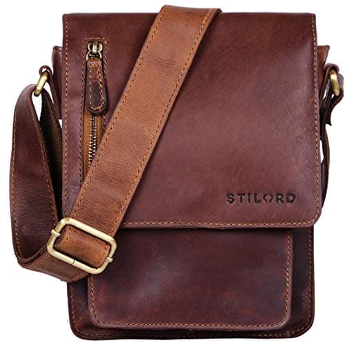 Bolso de mano de cuero vintage marro4n para hombre Stilord