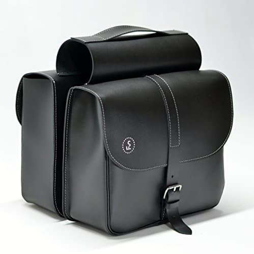 Elegantes maletas dobles de cuero negro hechas a mano FS-bike para bicicleta