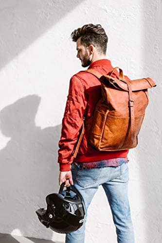 Berliner bags mochila de cuero vintage marrón Paris XL para portátil