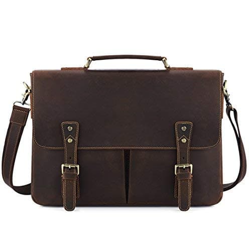 Maletín de cuero para portátil de 14 pulgadas con look vintage para hombres