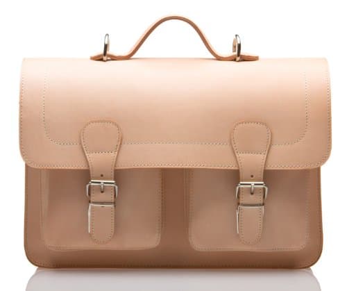 Maletín Uberbag de cuero natural color crema de curtido vegetal