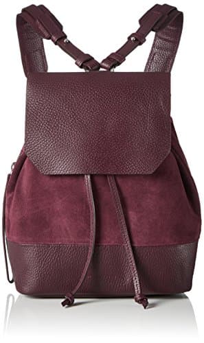 Mochila de mujer de cuero y gamuza color ciruela República Real