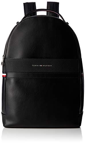 Mochila Tommy Hilfiger de cuero negro para hombre