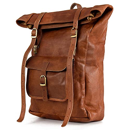Mochila de cuero vintage Berliner bags marrón Leeds para portátil