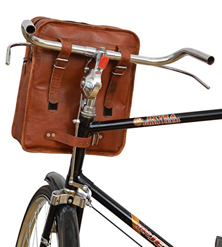 Bolsa de bicicleta de cuero natural marrón