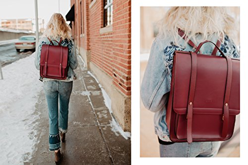 Mochila de cuero PU rojo para mujeres, ideal para el ciclismo