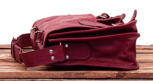 Bolsa de cuero rojo A4 para mujer, correa de hombro para Paul y Marius