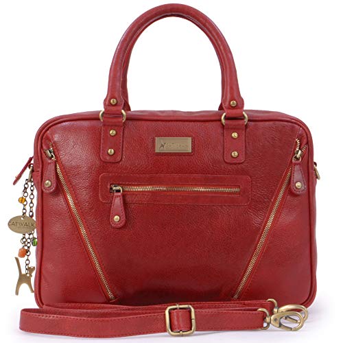 Bolso de trabajo de cuero rojo para mujeres