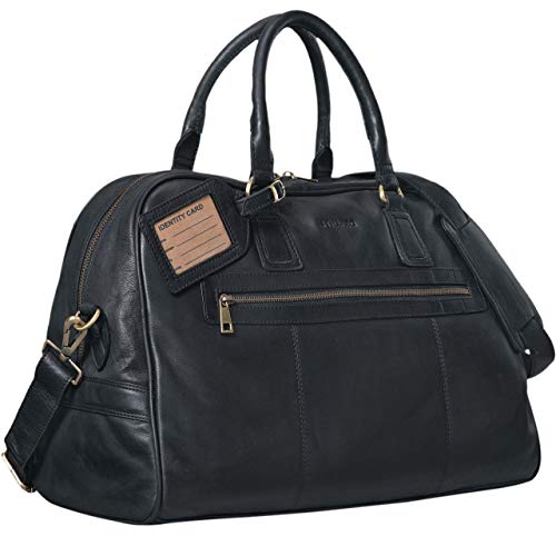 Bolsa de viaje de cuero negro con elegante aspecto vintage Stilord