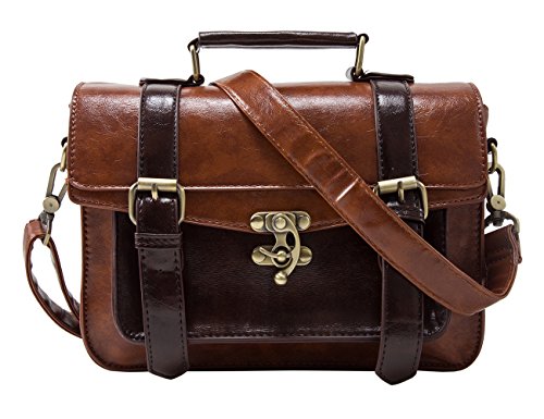 Bolso satchel pequeño de estilo retro para mujeres con bandolera de cuero PU Ecosusi