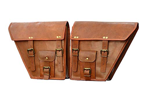 Bolsas de bicicleta de cuero marrón original y vintage