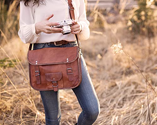 Bolso bandolera de cuero marron Vintage Gusti