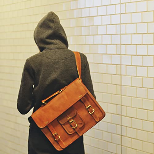 Bolso bandolera rústico Berliner Bags en cuero marrón vintage