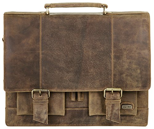 Bolso maletín retro de piel para hombre o mujer, de aspecto clásico y vintage intemporal