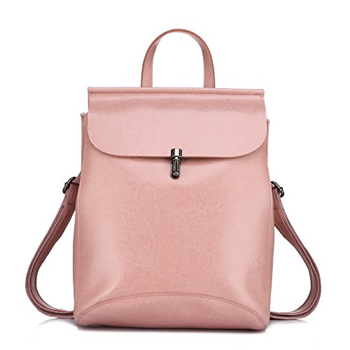 Bolso mochila de píel rosa para mujeres de estilo urbano