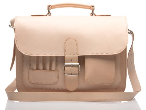 bolso de mujer en cuero natural beige crema Uber