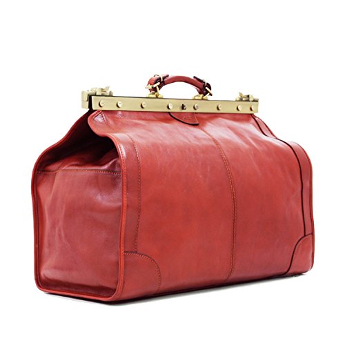 Bolso estilo médico de cuero rojo para mujeres