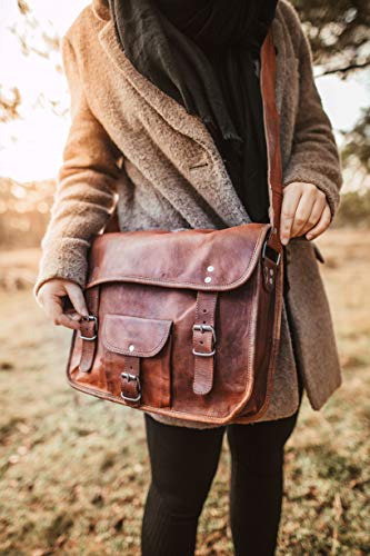 Bolso maletín de cuero vintage para portatil, Gusti