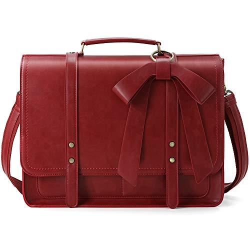 Bolso maletín Vintage rojo Ecosusi para mujer con lazo (cuero sintético)