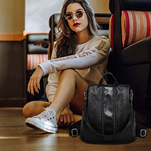 Mochila negra vintage para mujer