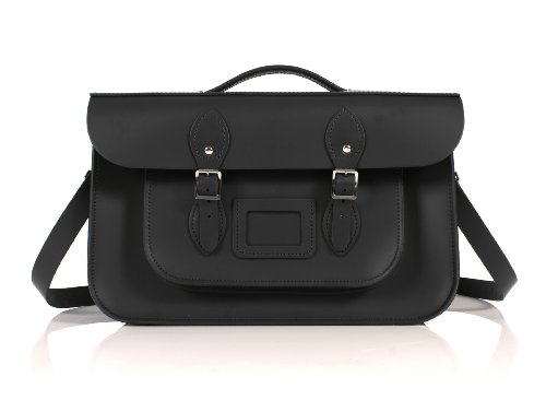 Cartera de cuero Oxbridge, hecha a mano en Gran Bretaña, negra, ideal como cartera para un joven estudiante.