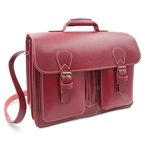 Cartera de cuero rojo para mujeres, aspecto de maestra, 40 cm x 30 cm x 15.5 cm