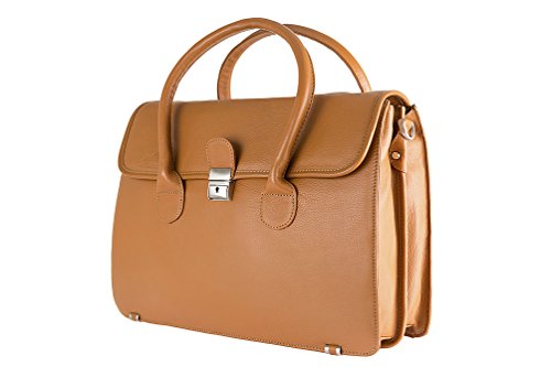 Cartera de mujer en cuero crema, Alpender ideal como bolso de trabajo