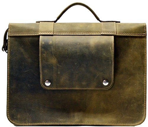Cómodo sistema de sujeción en el portabicicletas trasero para este maletín para portátil hecho de cuero vintage duradero y curtido naturalmente. Ideal para los estudiantes en bicicleta.