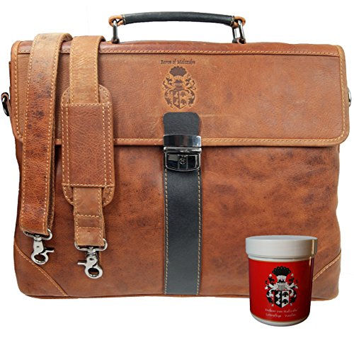 El Barón de Maltzahn, una suave cartera de cuero de dos tonos...