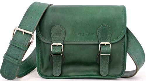 El pequeño bolso de cuero suave verde retro, tamaño de bolso de cuero S, 25x20x12 cm, cuero de grano de búfalo completo, cierres de hebilla externos, bolso de mano para mujeres. Organización interior bien compartimentada.menos de 60 euros.