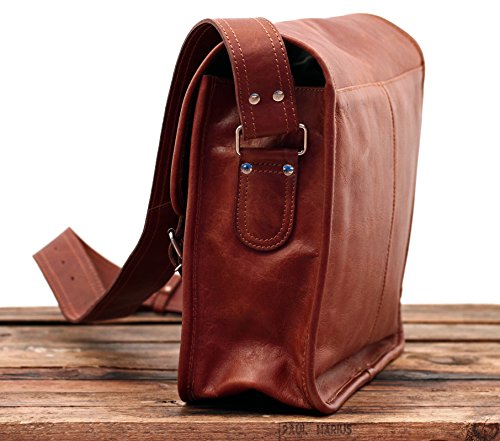 El suave bolso de cuero vintage para hombres o el suave bolso de cuero vintage para mujeres Paul y Marius, bolso de cuero tamaño M, 35 x 12 x 28 cm, cuero de grano de búfalo corregido, cierres de hebilla externos, bolso de cuero ideal como bolso de escuel
