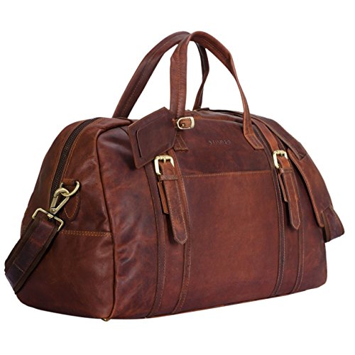 Elegante bolsa de viaje de cuero marrón vintage Stilord