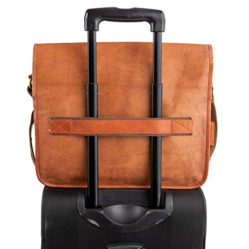 Elegante bolso de cuero ideal para viajar con correa para maleta de trolley