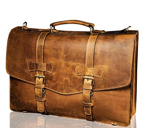Elegante bolso de cuero ideal para viajar con su funda de trolley