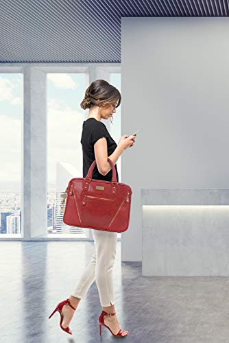 Elegante bolso de trabajo de cuero rojo para mujeres Catwalk 