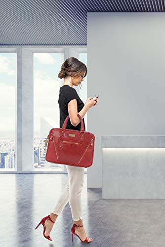 Elegante bolso de trabajo de cuero rojo para mujeres Catwalk