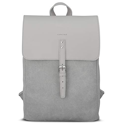 Elegante mochila de mujer en cuero vegetal gris claro Expatriado