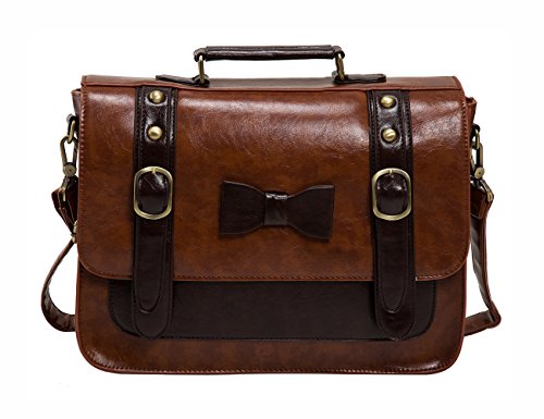 Bolso satchel estilo retro, pequeño tamaño de cuero PU Ecosusi para mujer con lazo original