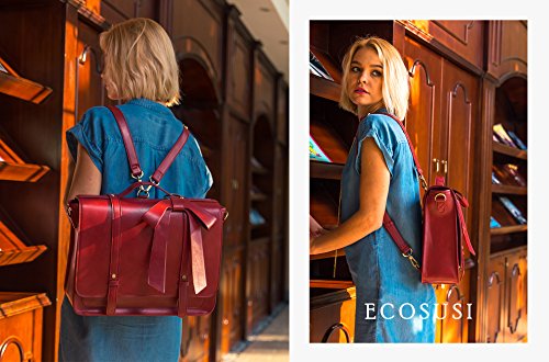 Glamorosa mochila con correas para mujeres en cuero PU (cuero sintético) rojo ideal para las clases
