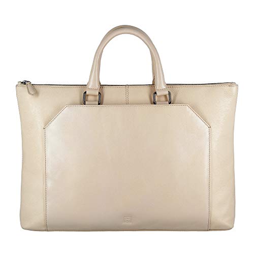 Gran bolso satchel Dudu de cuero blanco para mujeres, ideal para llevar un ordenador