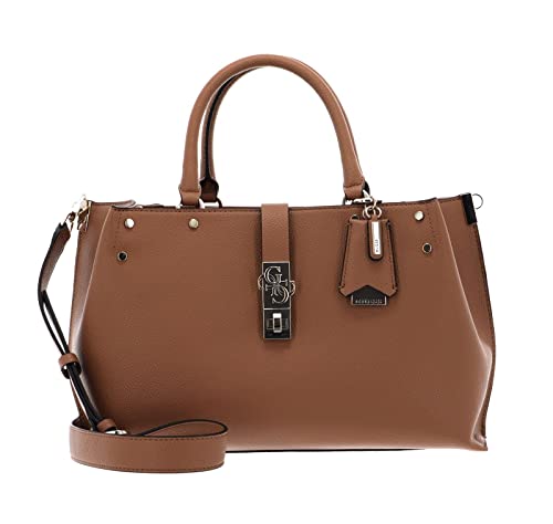 Satchel maxi para mujer de cuero marrón Guess