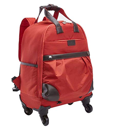 Gran maleta trolley roja para profesora cargada