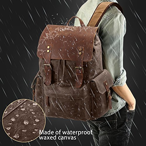 Gran mochila de cuero y lona impermeable para mujeres