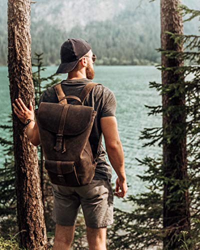 Mochila de cuero rústico para hombres  Vintage Gusti