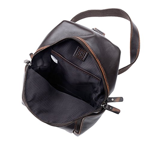 Interior de mochila de cuero Dudu para hombres con forro de tela y mochila de cuero de una sola correa.